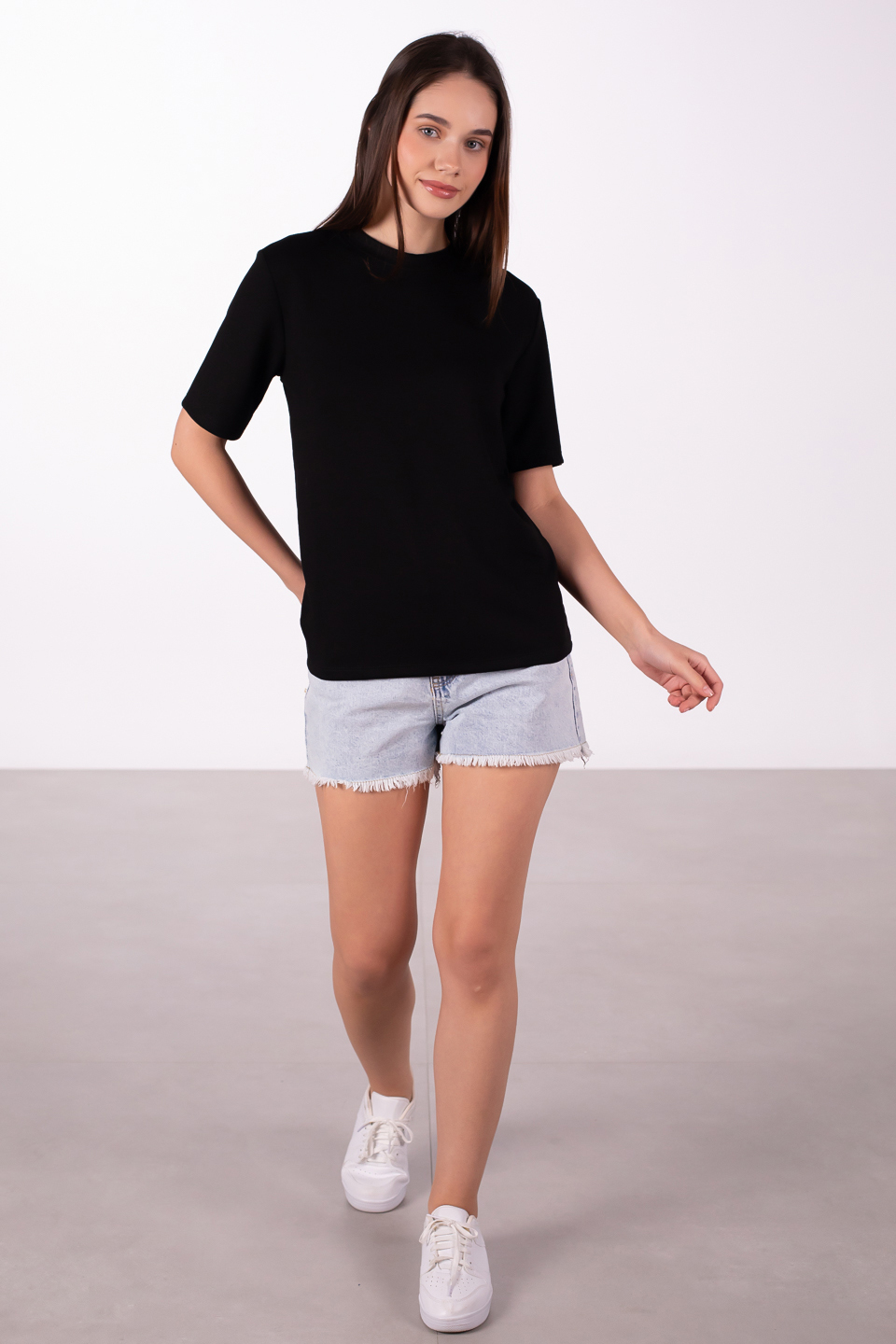 Basıc modal t-shirt-4318 Siyah