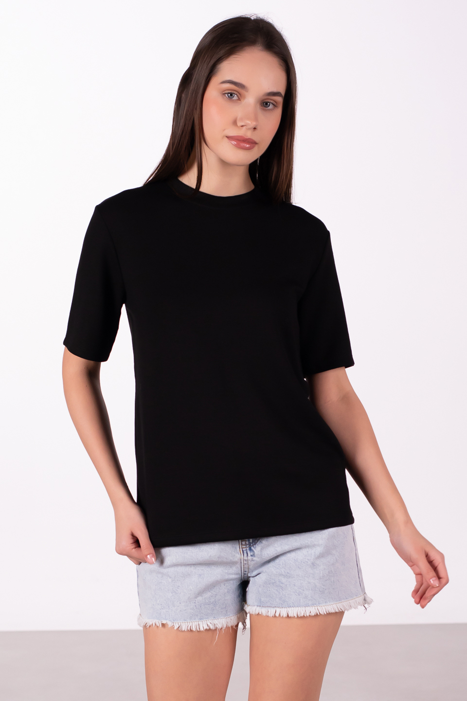 Basıc modal t-shirt-4318 Siyah
