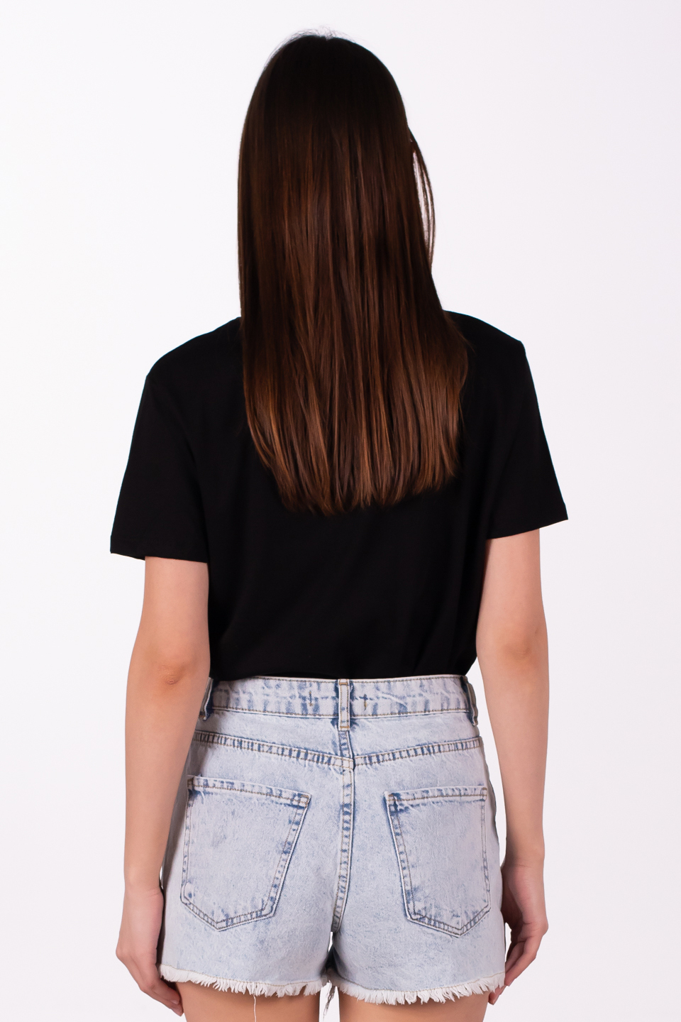 Bisiklet yaka basic t-shirt-3297 Siyah