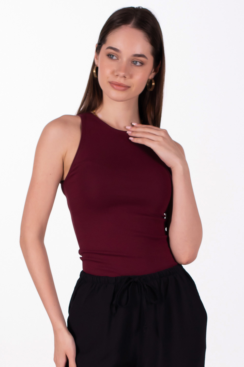 Bisiklet yaka body-3502 Bordo