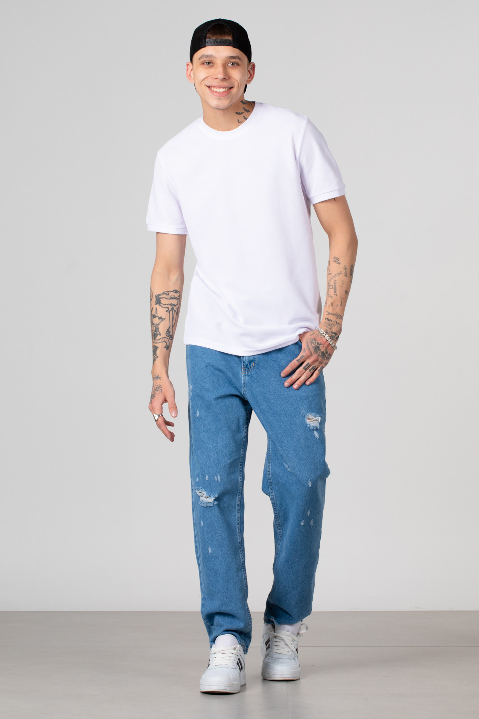 Bisiklet yaka pike t-shirt-2387 Ekru