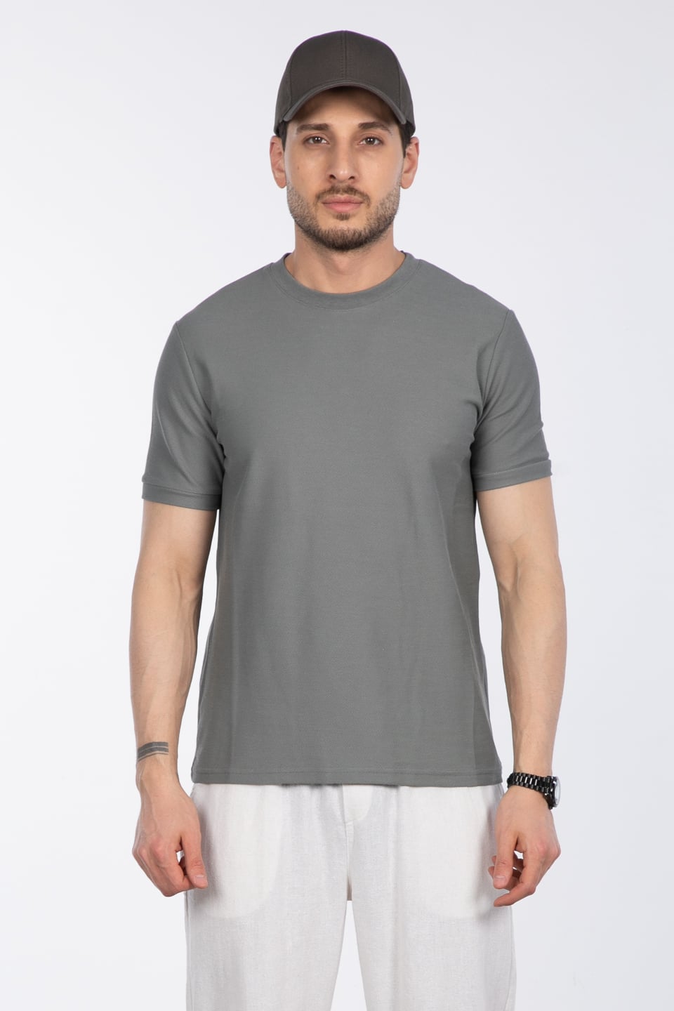 Bisiklet Yaka Pike T-Shirt - A.Haki