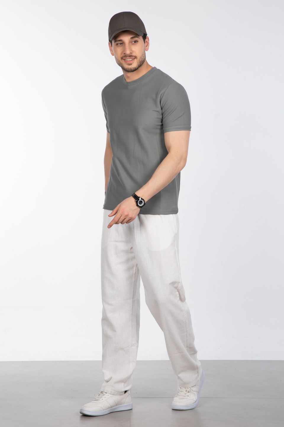 Bisiklet Yaka Pike T-Shirt - A.Haki