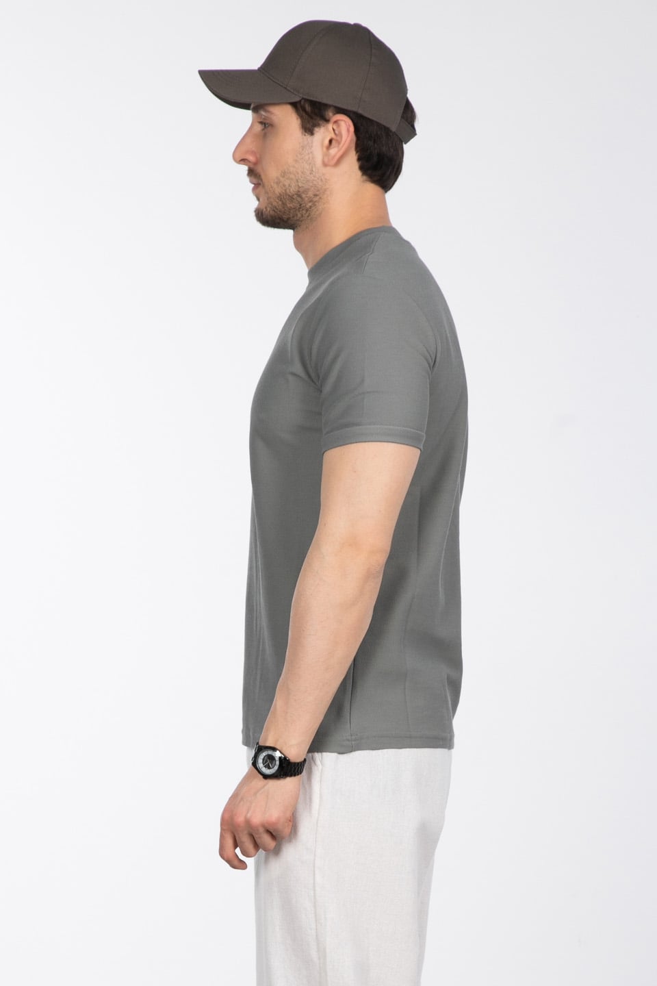 Bisiklet Yaka Pike T-Shirt - A.Haki