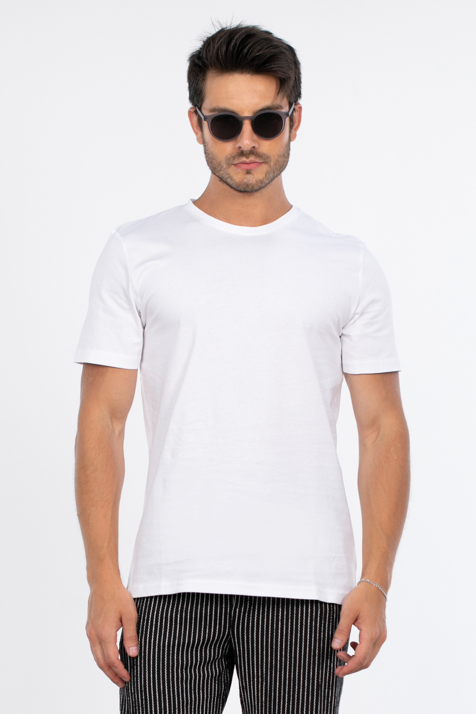 Bisiklet yaka regular fit t-shirt-2020 Beyaz