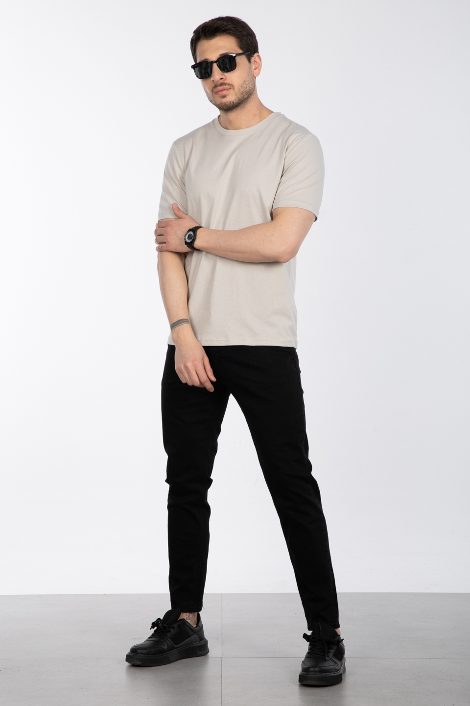 Bisiklet Yaka Regular Fit T-Shirt - Vizon
