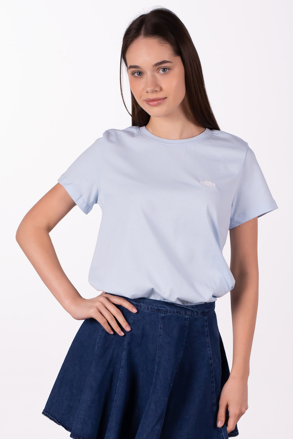 Bulut baskılı t-shirt-10404 Açık mavi