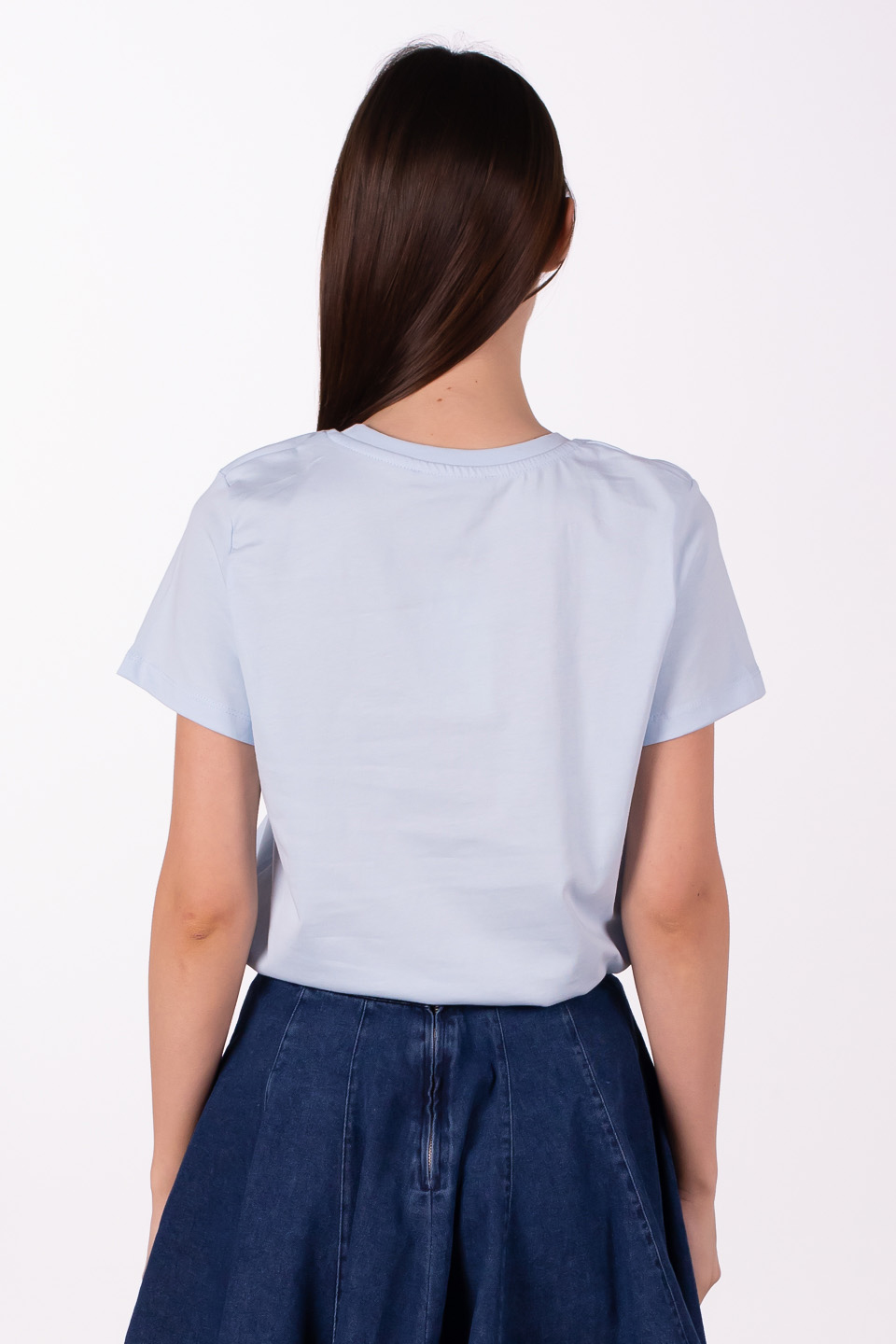 Bulut baskılı t-shirt-10404 Açık mavi