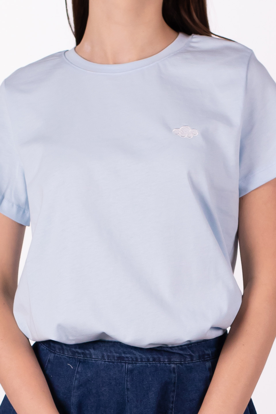 Bulut baskılı t-shirt-10404 Açık mavi