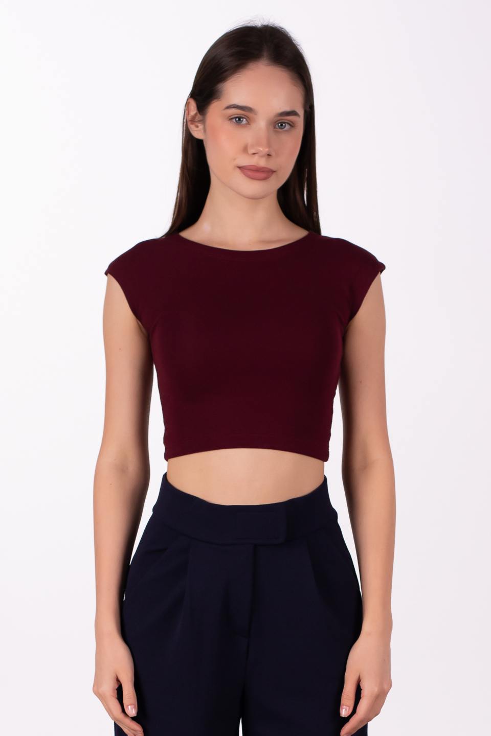 Düşük kol crop body-4003 Bordo