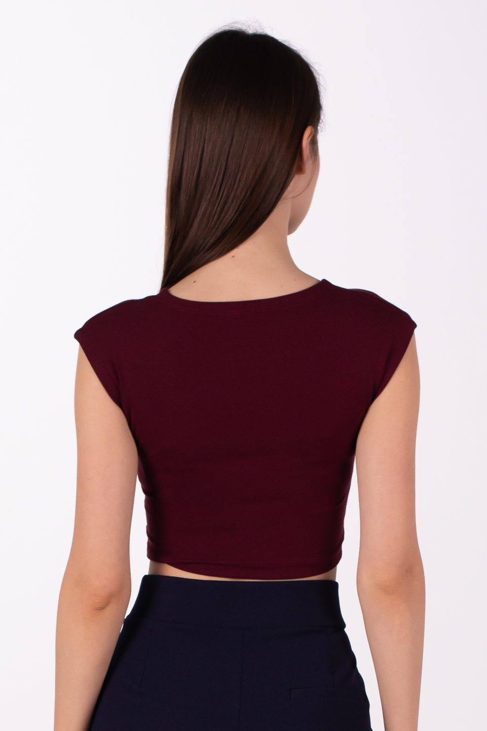 Düşük kol crop body-4003 Bordo