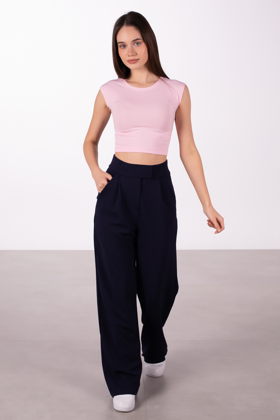Düşük kol crop body-4003 Pembe