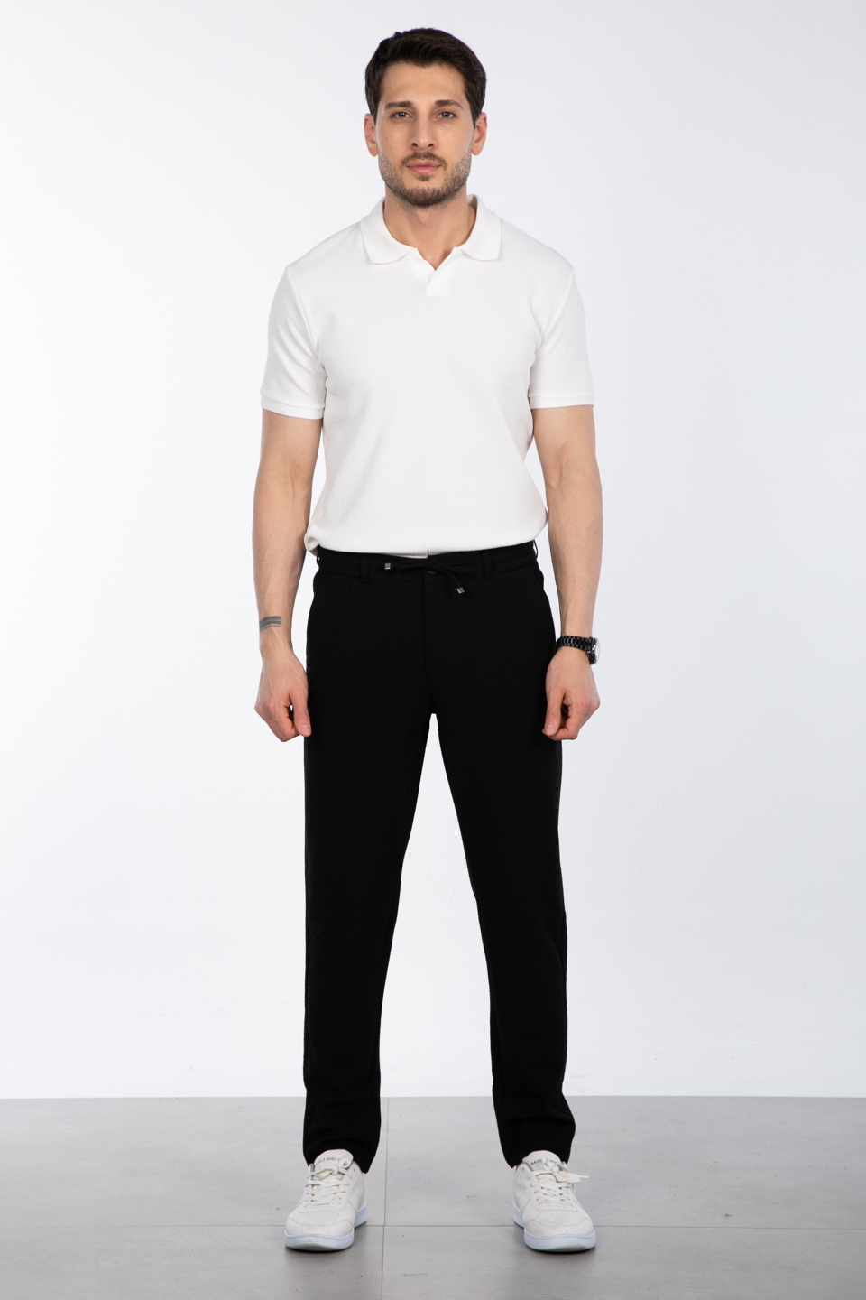 Fermuarlı jogger pantolon-7005 Siyah