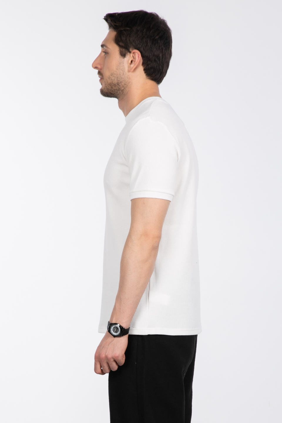 Gipeli waffal basıc t-shirt-2709 Ekru