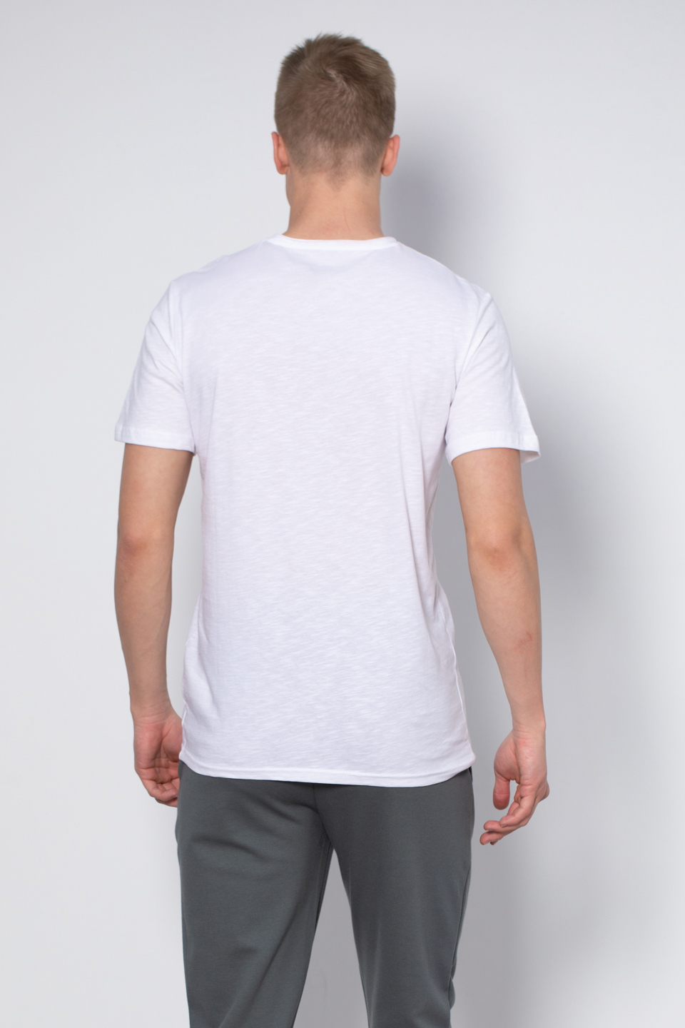 Göğüs cepli t-shirt-2000 Ekru
