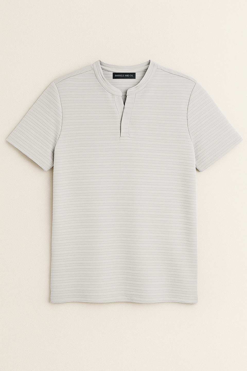 Hakim yaka ottoman t-shirt-1005 B.Gri