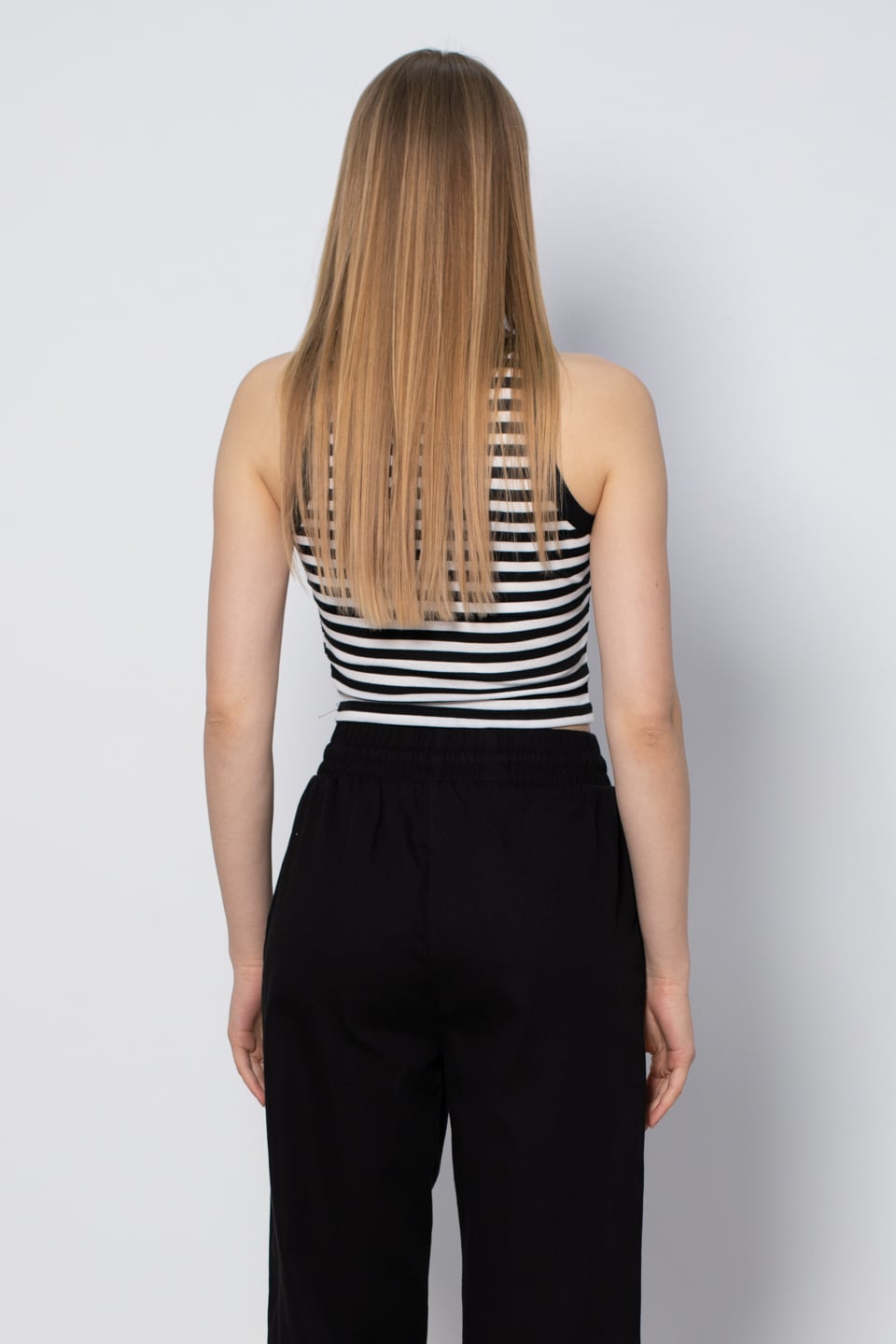 Halter yaka çizgili crop-DVN0406