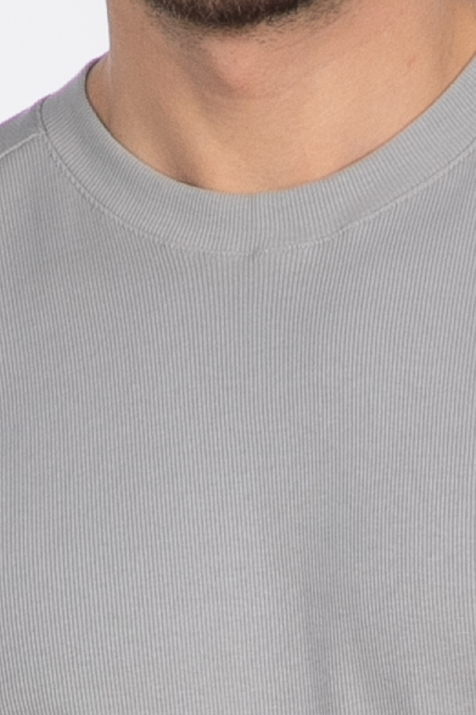 İnce fitilli basıc t-shirt-2936 Kül