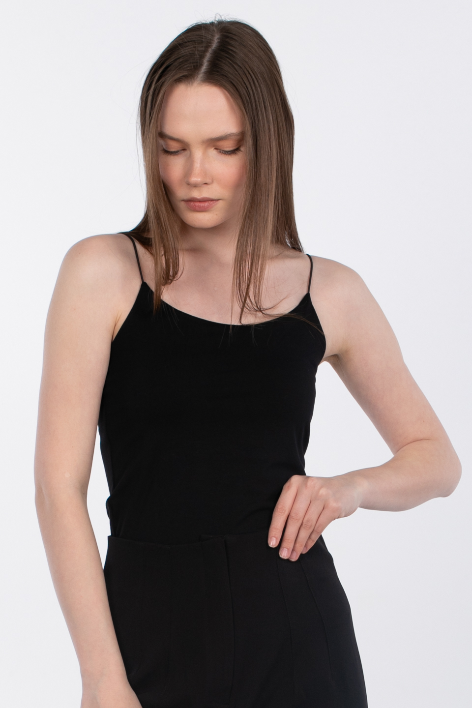 İp askılı body atlet-R848 Siyah