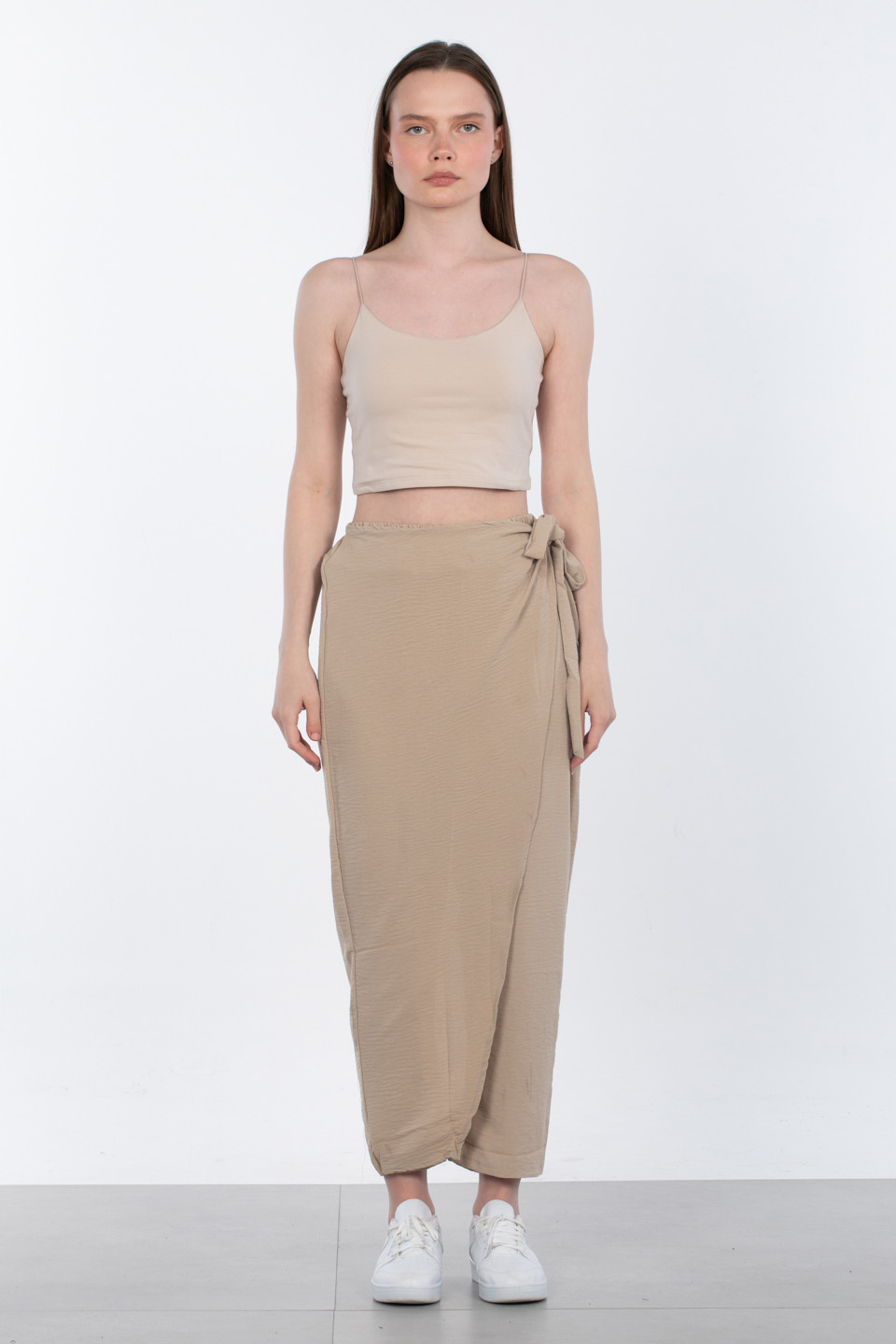 İp askılı crop body-R947 Taş
