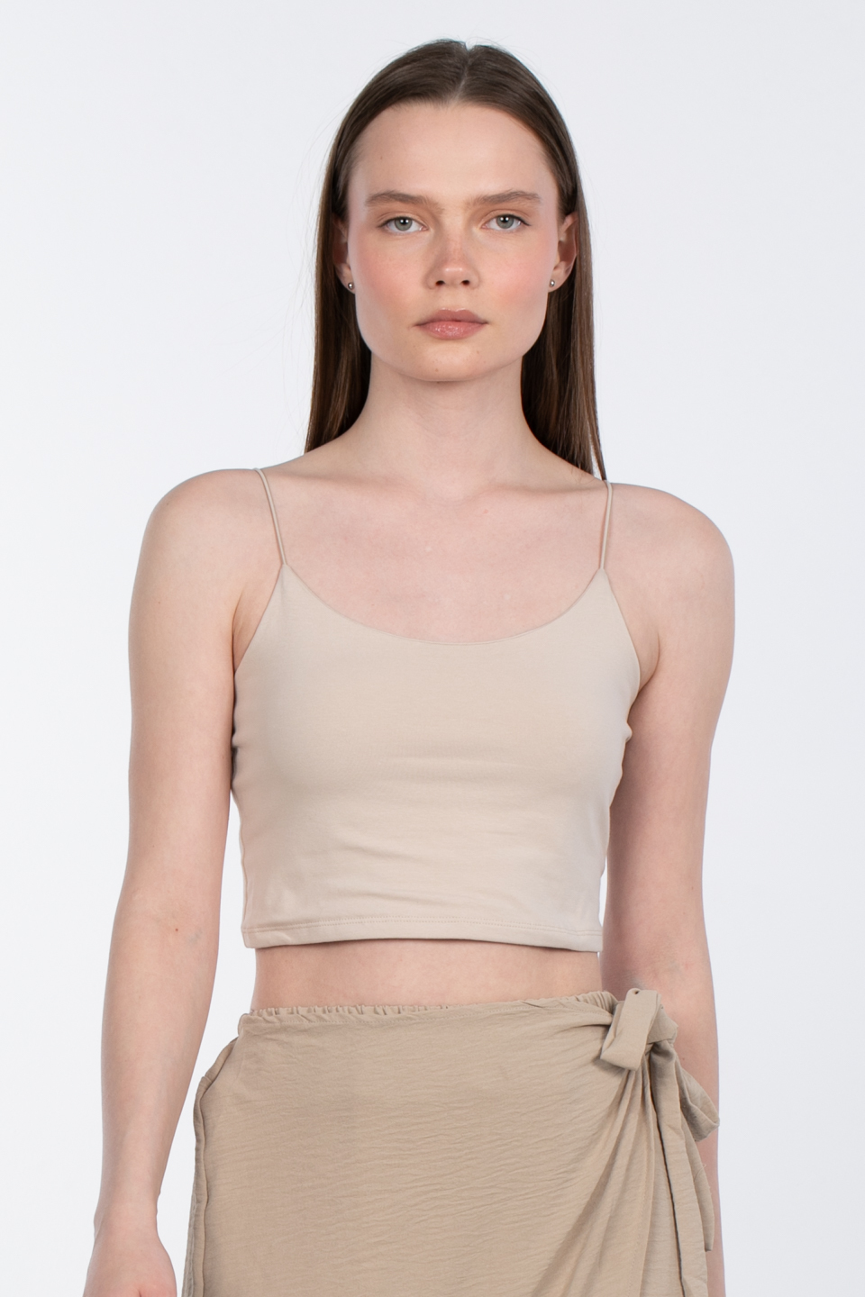 İp askılı crop body-R947 Taş