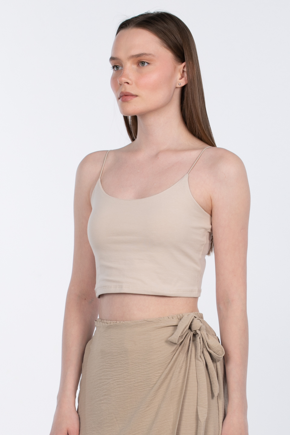 İp askılı crop body-R947 Taş