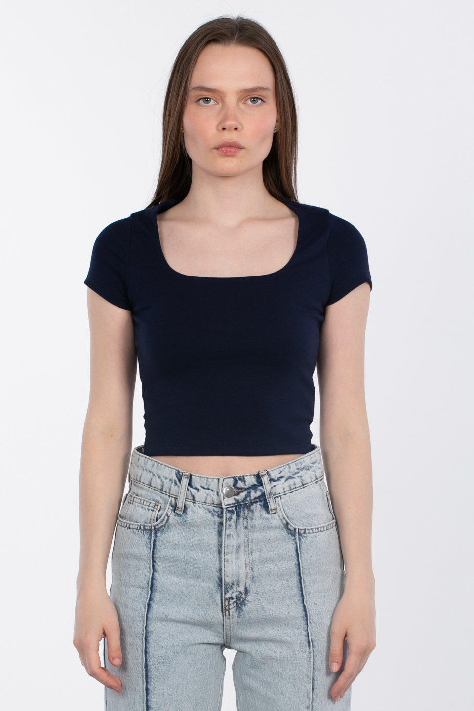 Kare yaka basic body-3872-2 Lacivert