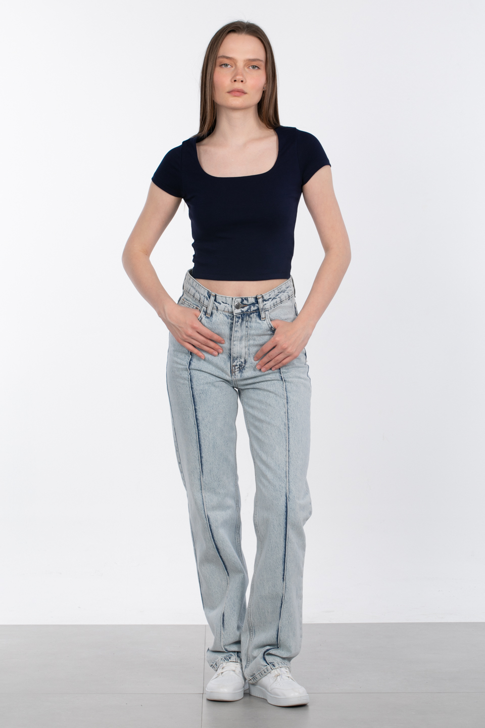 Kare yaka basic body-3872-2 Lacivert