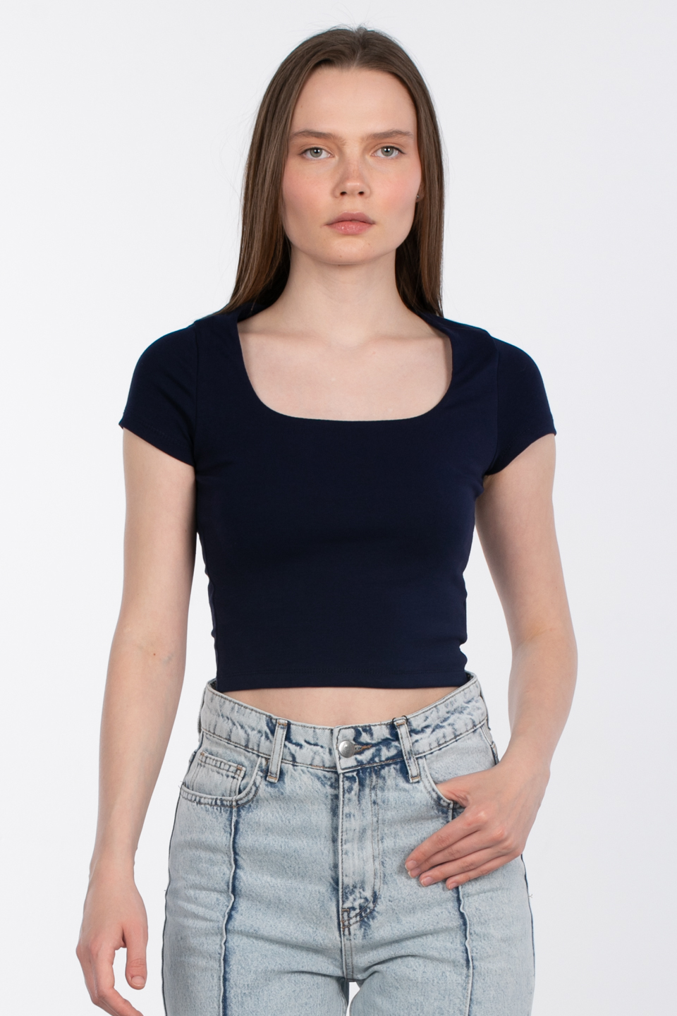 Kare yaka basic body-3872-2 Lacivert