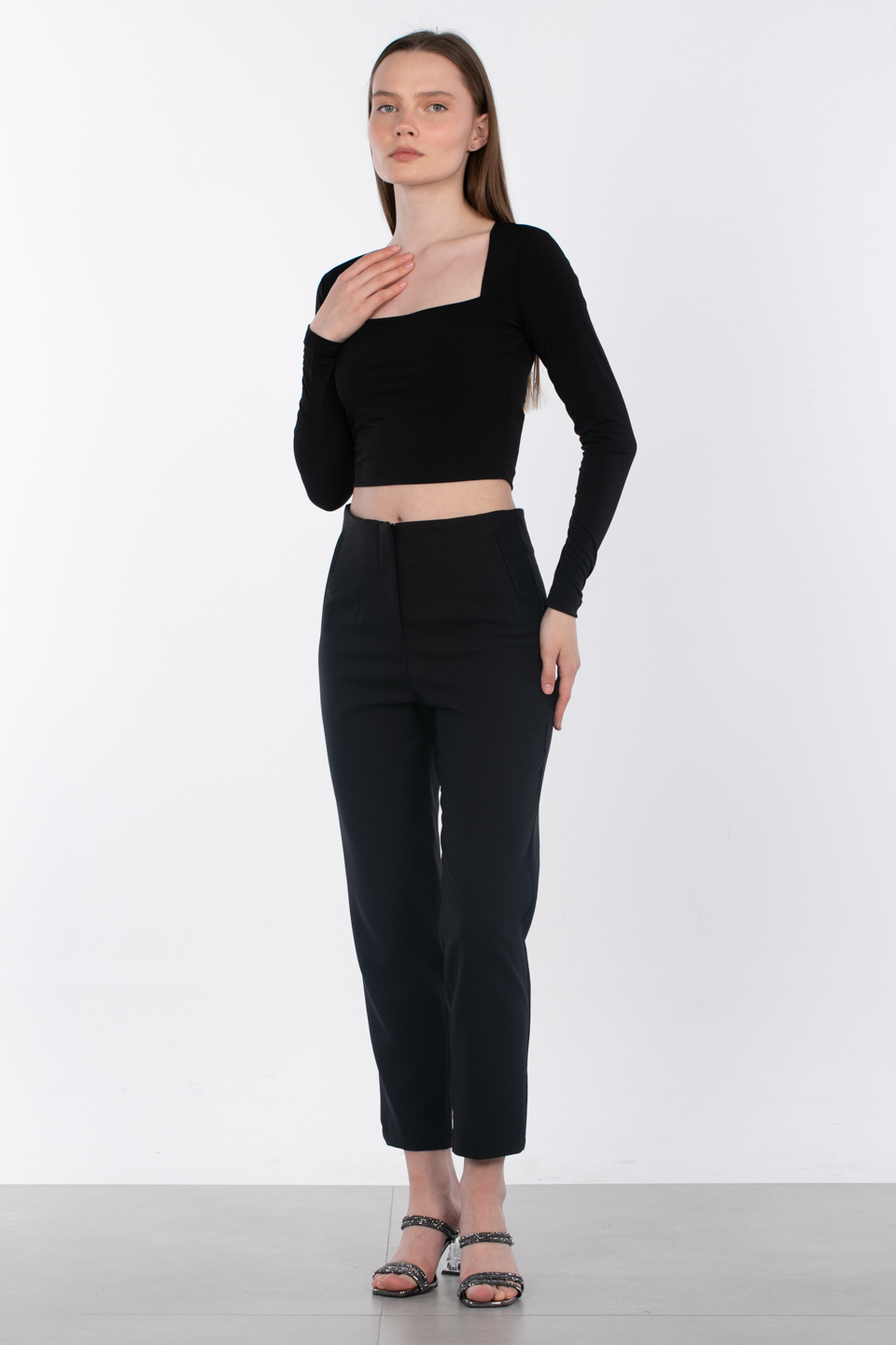 Kare yaka sandy body-4717 Siyah