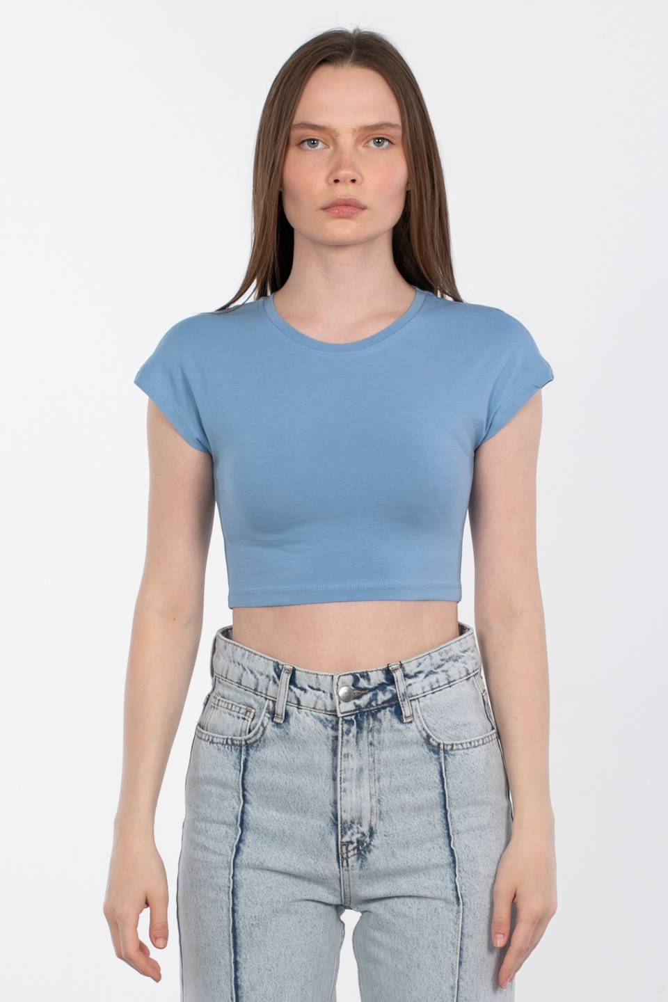 Kimono kol crop-588-04 Açık Mavi