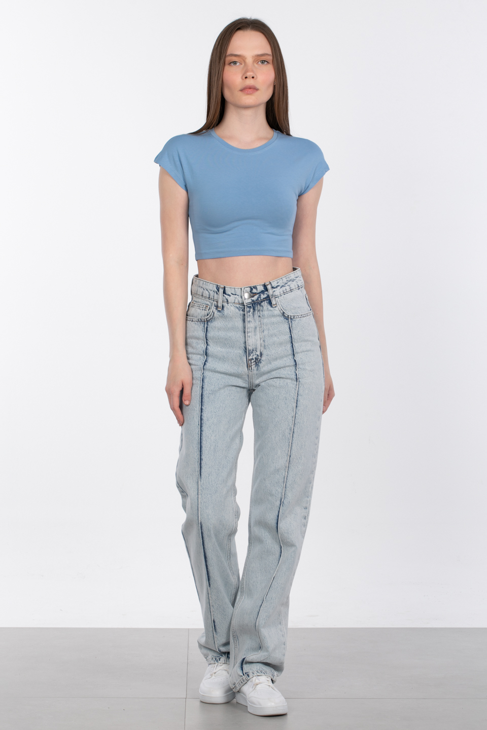 Kimono kol crop-588-04 Açık Mavi