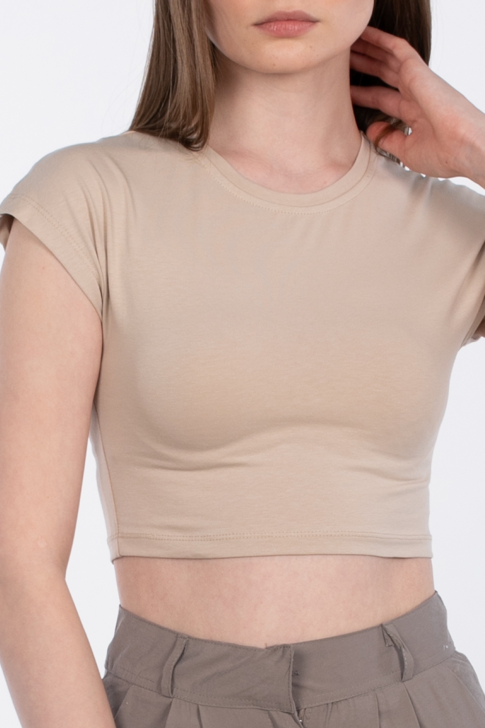 Kimono kol crop-588-04 Koyu Bej