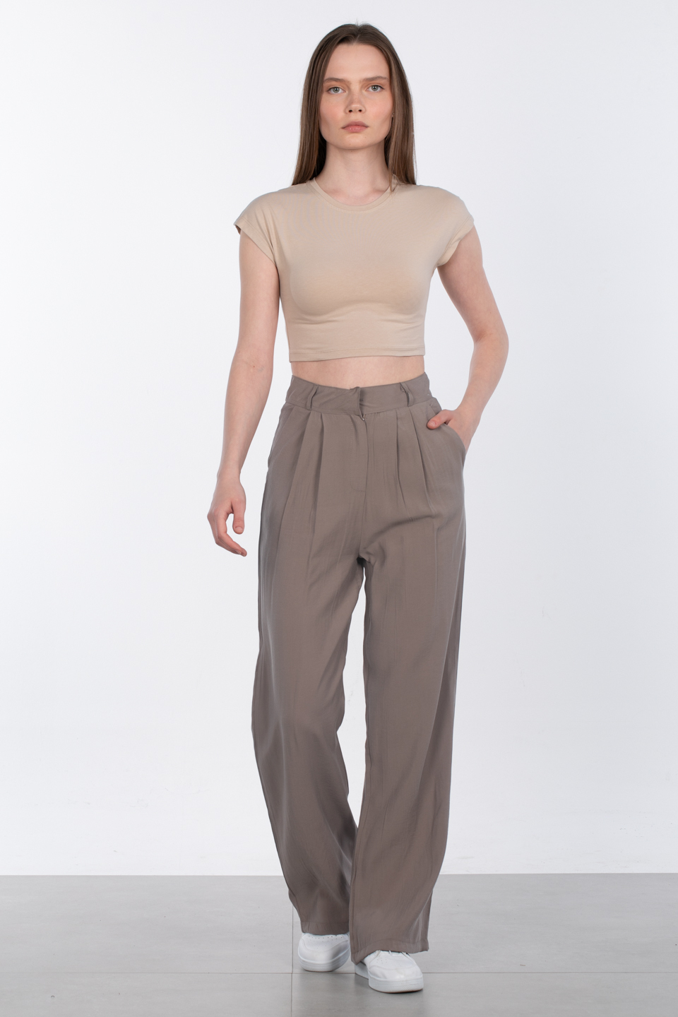 Kimono kol crop-588-04 Koyu Bej