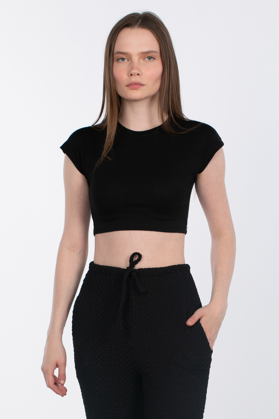 Kimono kol crop-588-04 Siyah