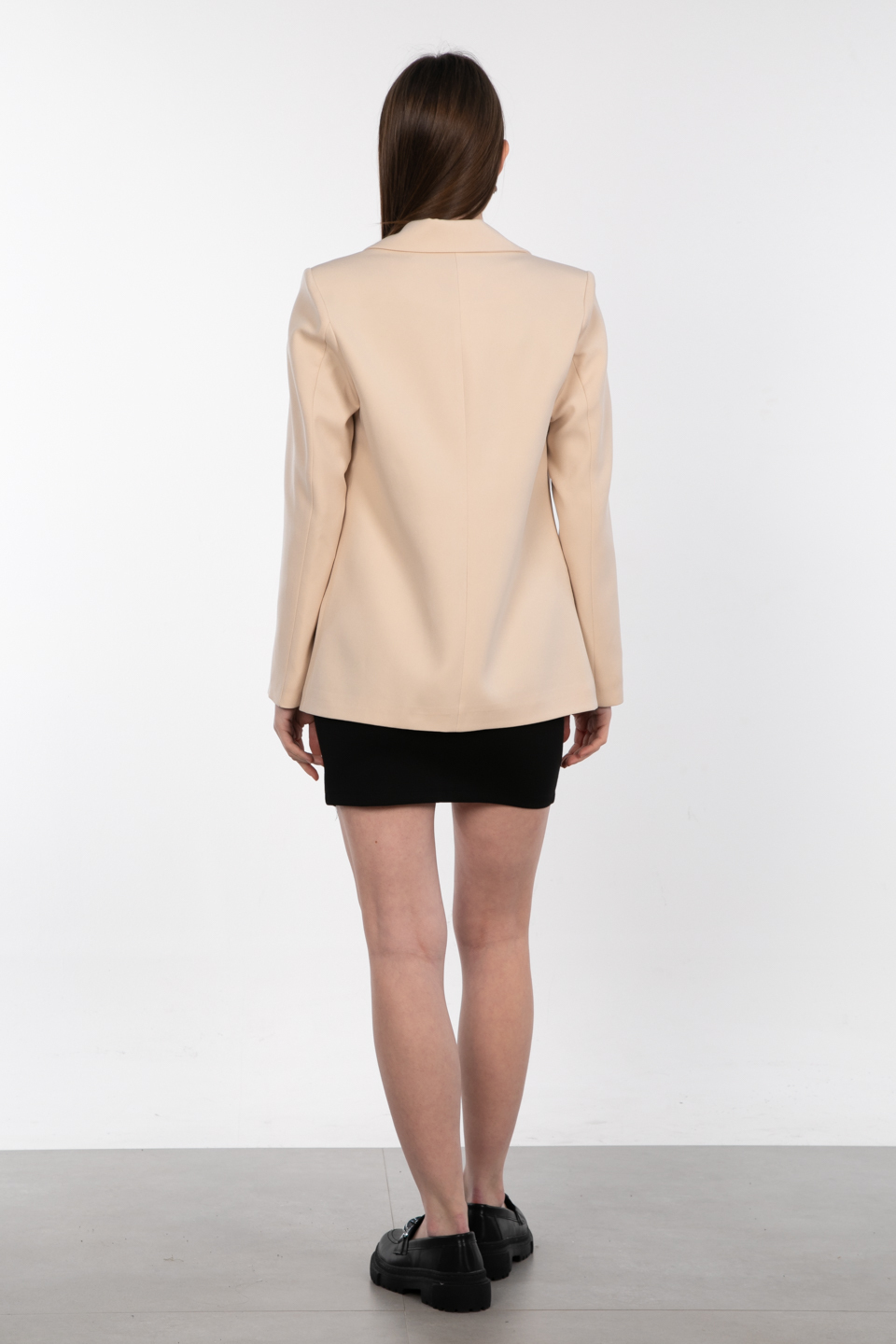 Kolu katlamalı çift cep blazer ceket-9060 Taş