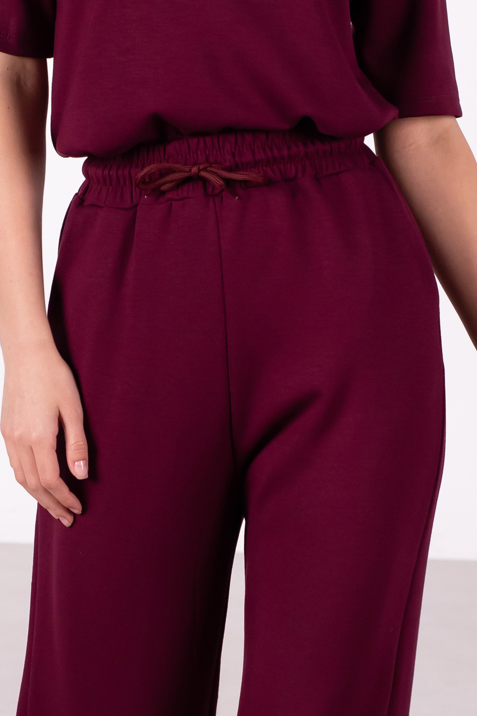 Modal bol paça eşofman altı-4177 Bordo