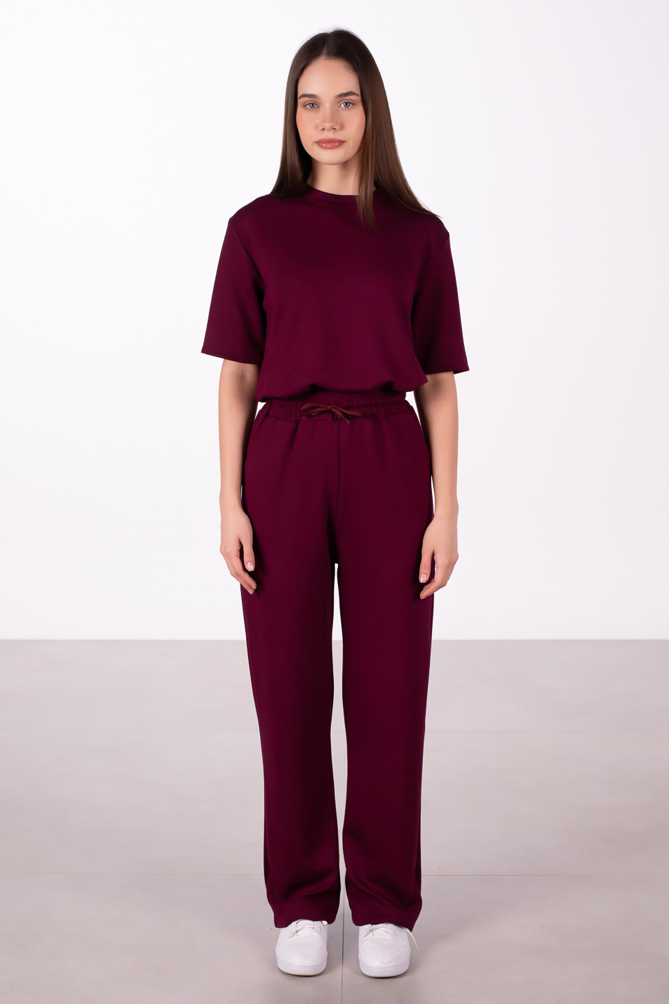 Modal bol paça eşofman altı-4177 Bordo
