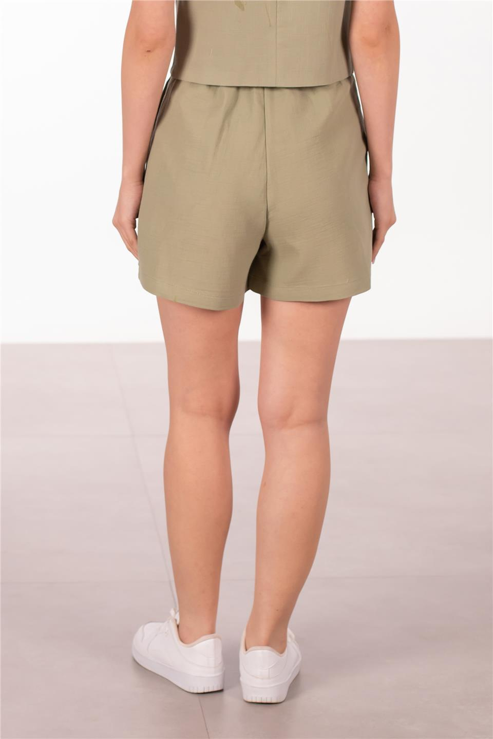 Müslin şort-2388 SUMMER Olive