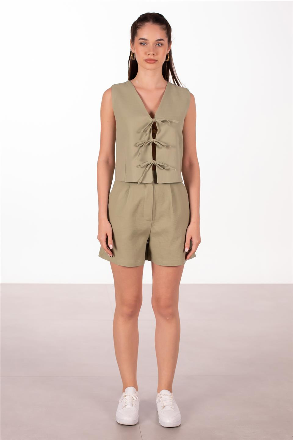 Müslin şort-2388 SUMMER Olive
