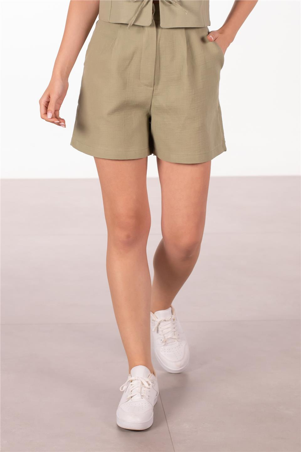 Müslin şort-2388 SUMMER Olive