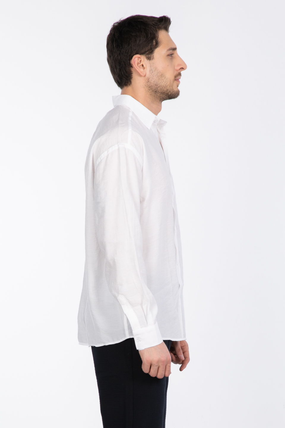Oversize modal gömlek-9034 Beyaz