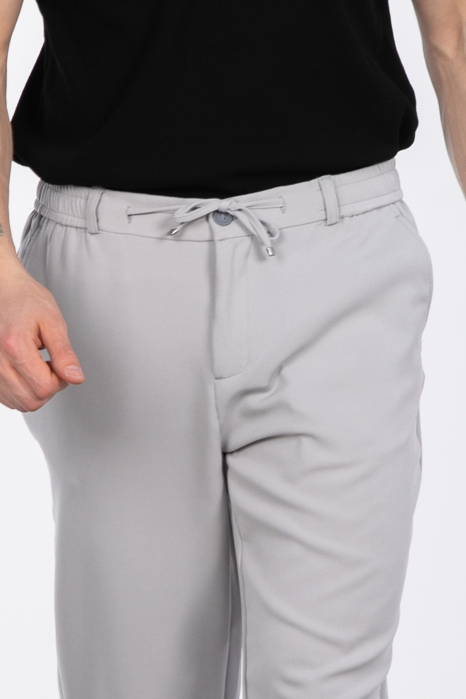 Pileli salaş kumaş pantolon-7003 Gri