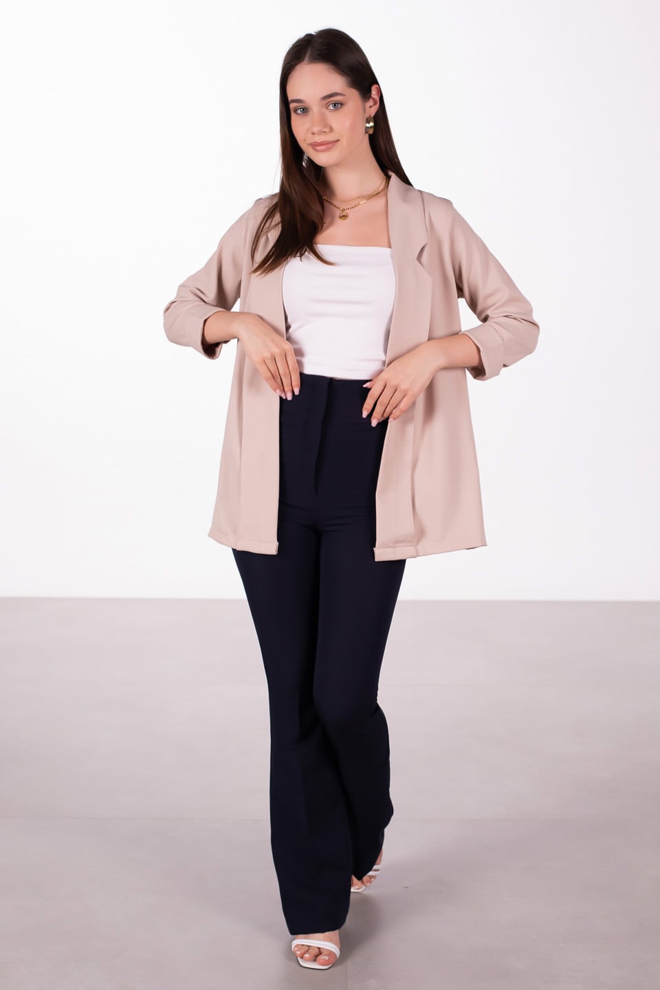 Şal yaka ceket-4722 Taş