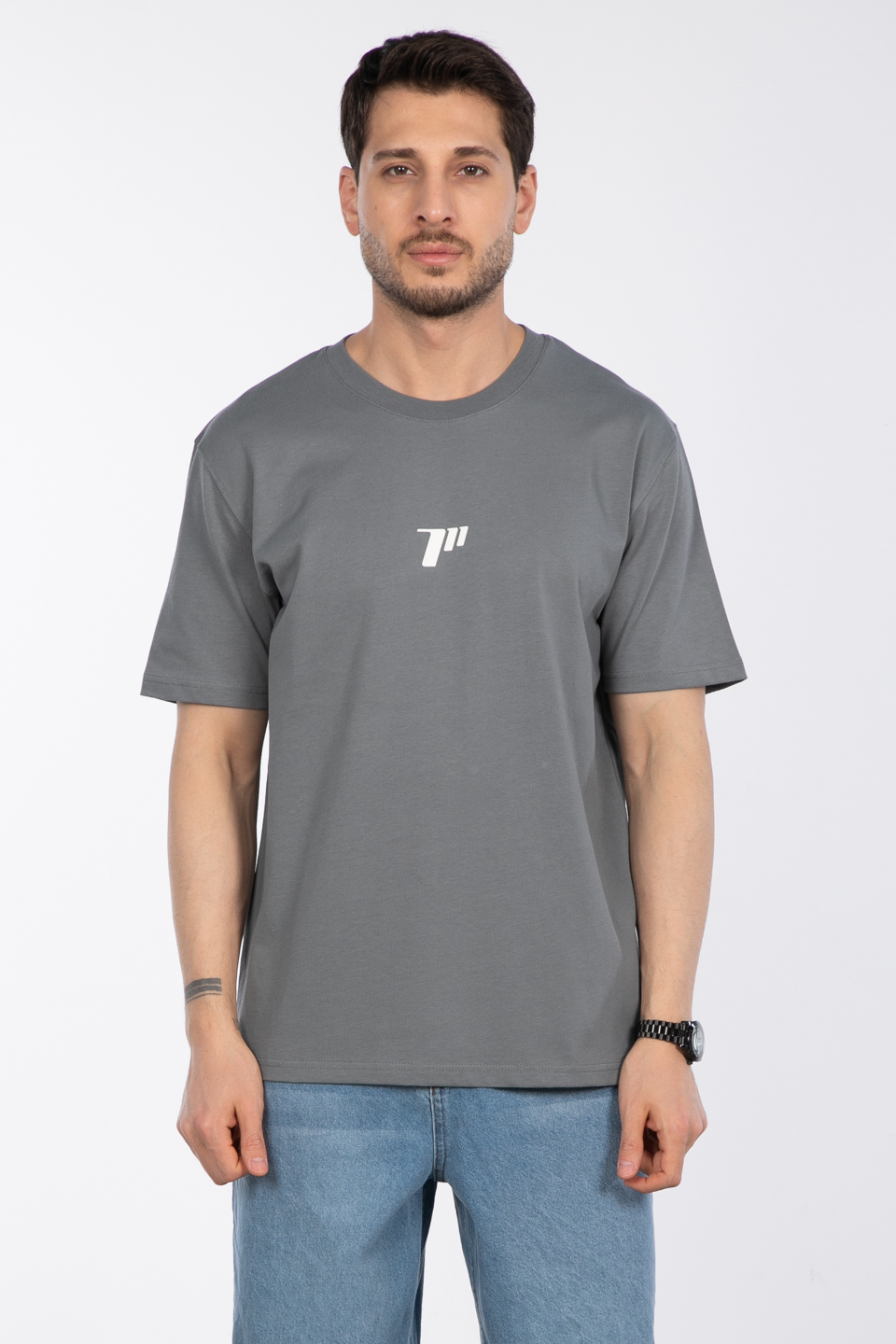 Sayı baskılı t-shirt-2927 A.Haki