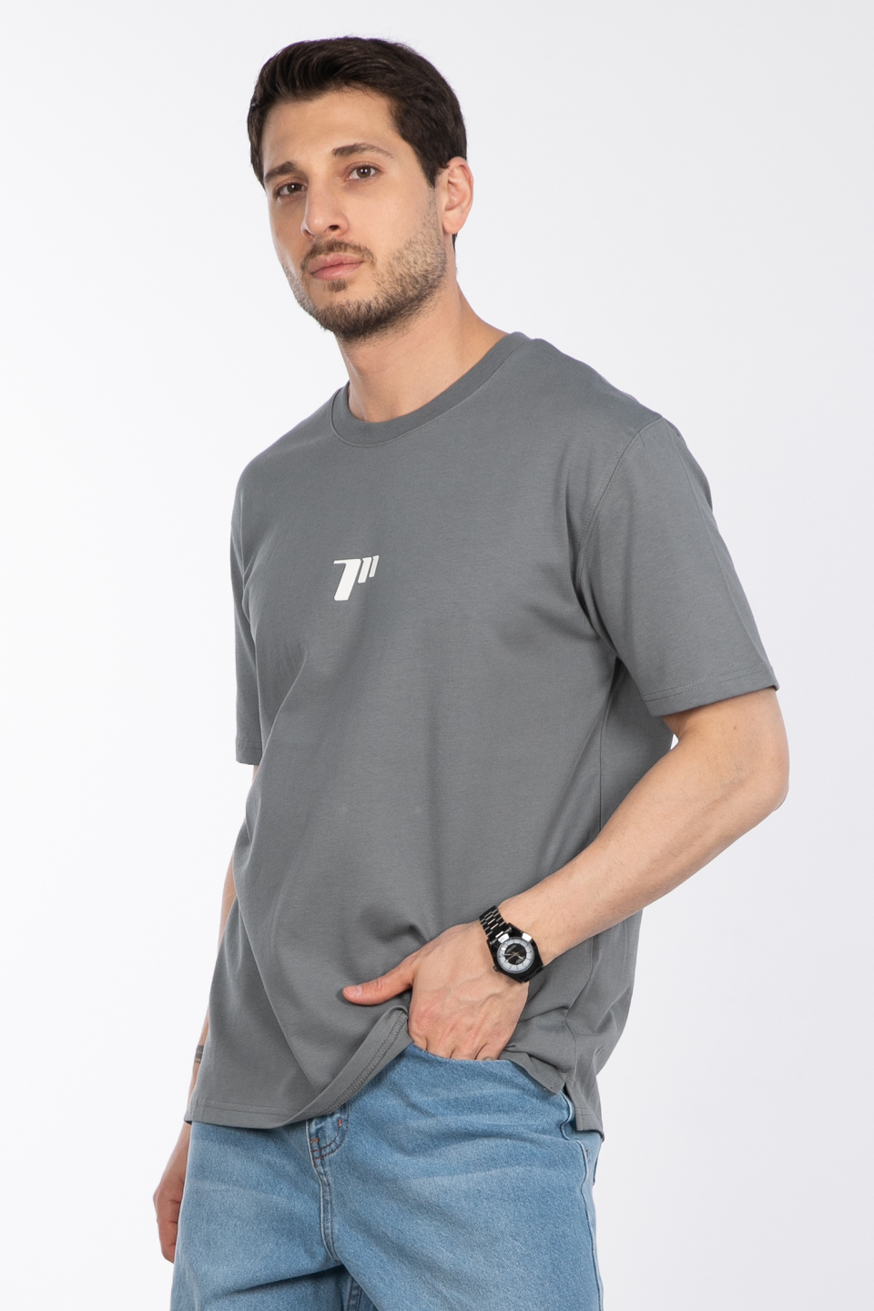 Sayı baskılı t-shirt-2927 A.Haki