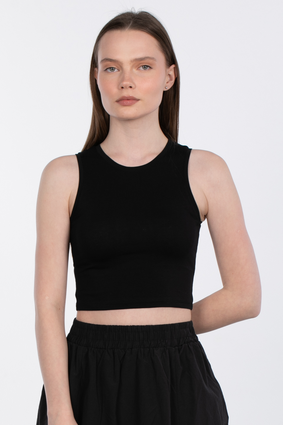 Sıfır kol crop body-R318 Siyah