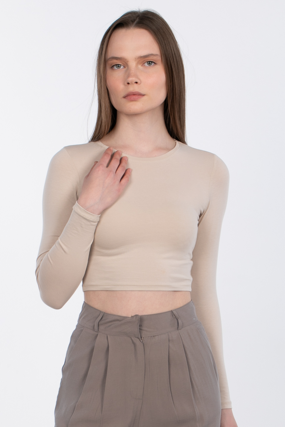 Uzun kol crop body-R990 Taş