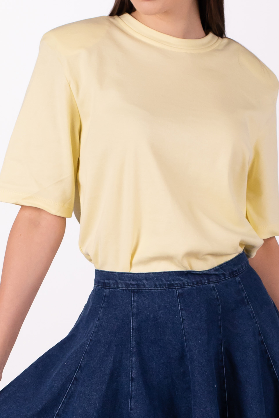 Vatkalı kısa kol t-shirt-5517 Bebe Sarı