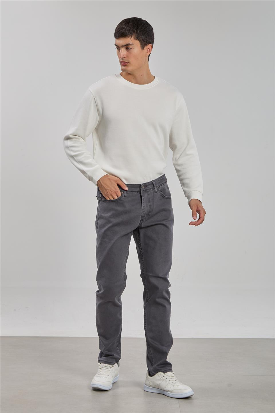 VIOLET-Regular fit pantolon-860 Füme